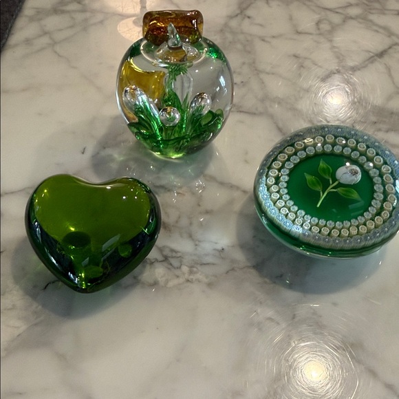 Baccarat Other - Baccarat Green and Gold Decorative Glass Set